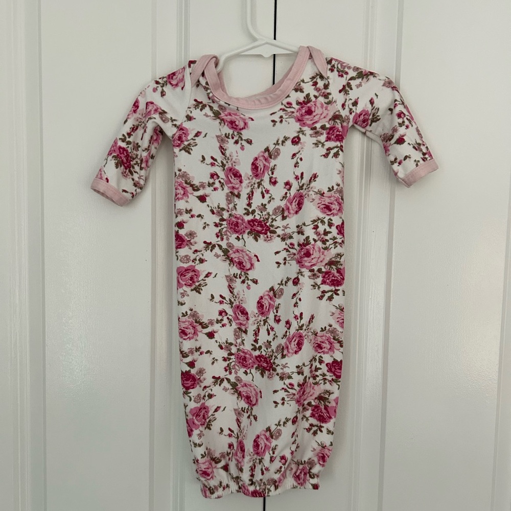 Posh peanut newborn pink floral sleeper gown milk silk